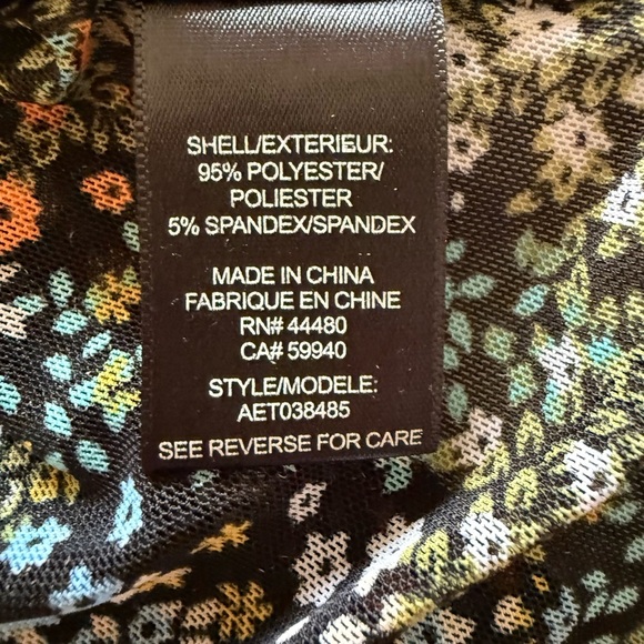 AFRM Black Short Sleeve Mesh Top with Floral Print in Size Small - Picture 6 of 6